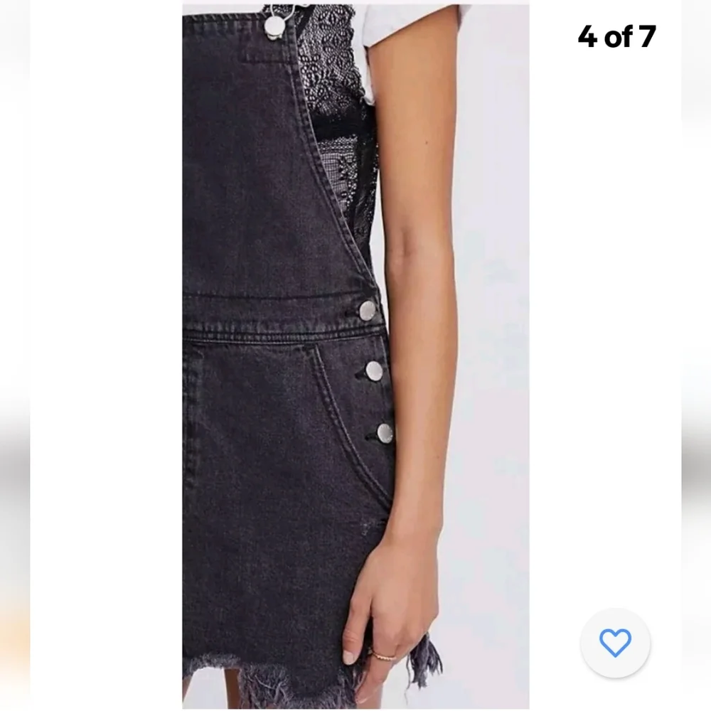 Free People black overall deniem mini skirt - Picture 2 of 11